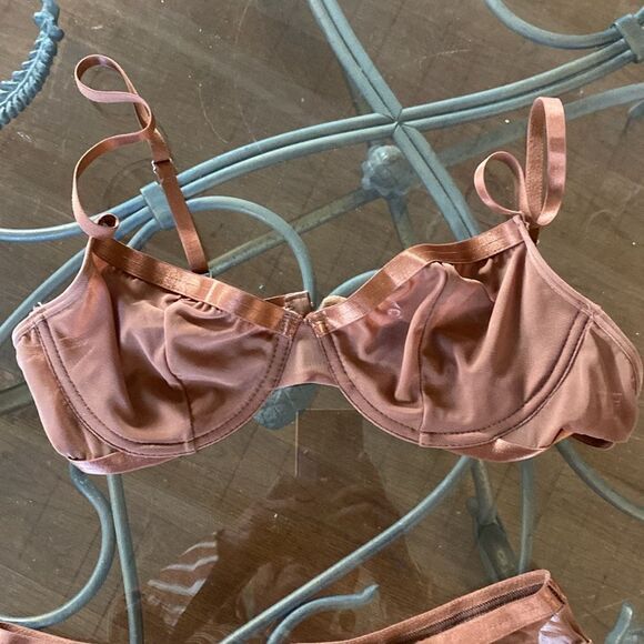 Silky Bronze Bra and panty Set size large. See measurements in photos nwot - Picture 5 of 13